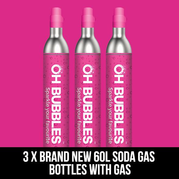 3x OH Bubbles NEW 60L Co2 Gas Cylinder Includes Gas- SODASTREAM compatible