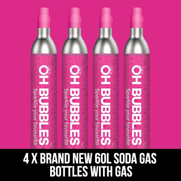 4 X OH Bubbles NEW 60L Co2 Gas Cylinder Includes Gas- SODASTREAM compatible