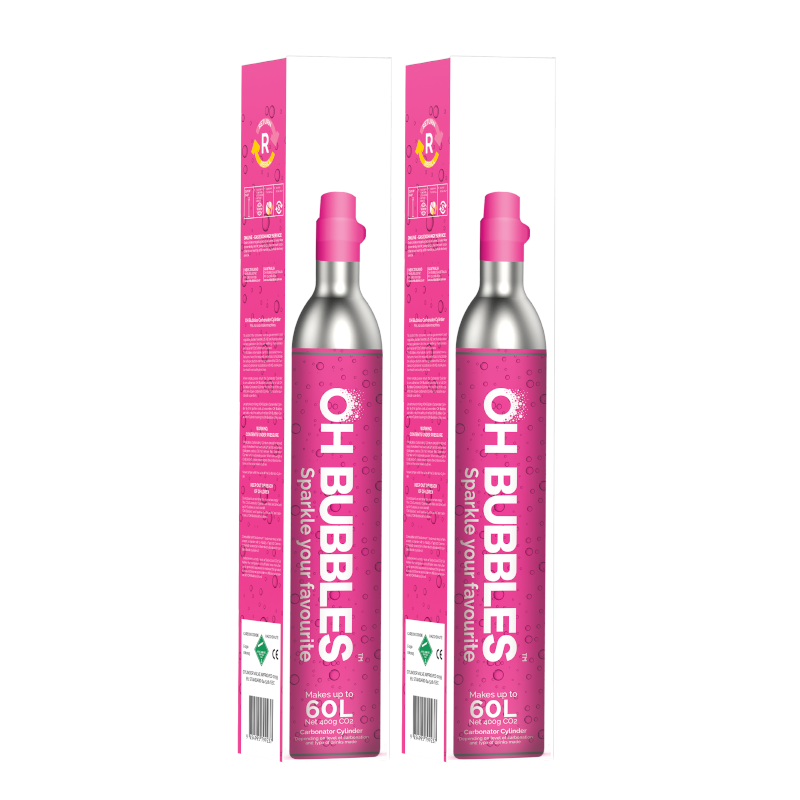 2 X Oh Bubbles Gas Cylinders Includes Gas- SODASTREAM compatible  60L Co2