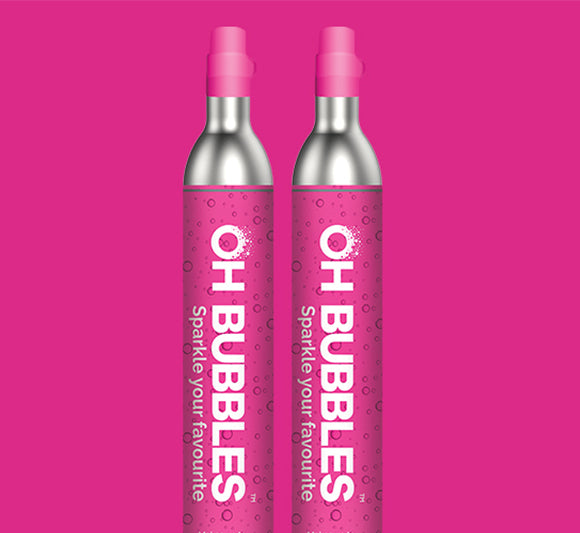2 X Oh Bubbles Gas Cylinders Includes Gas- SODASTREAM compatible  60L Co2