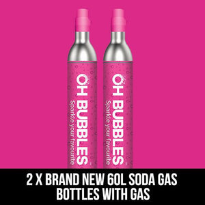 2 X Oh Bubbles Gas Cylinders Includes Gas- SODASTREAM compatible  60L Co2