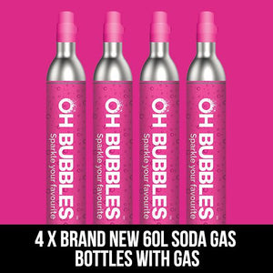 4 X OH Bubbles NEW 60L Co2 Gas Cylinder Includes Gas- SODASTREAM compatible