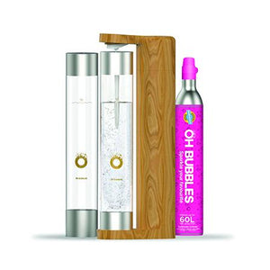 Oh Bubbles Sparkling drink Maker - Starter Pack- Wood Finish, UNLIKE SODASTREAM